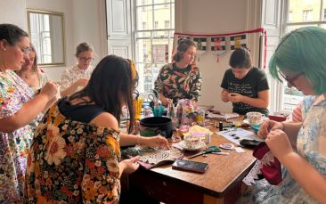 mobile bridgerton-inspired reticule workshop hen party