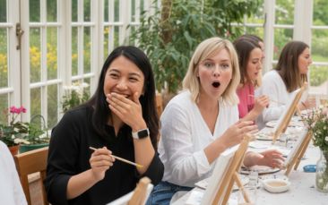 mobile sip & paint with buff butler hen party