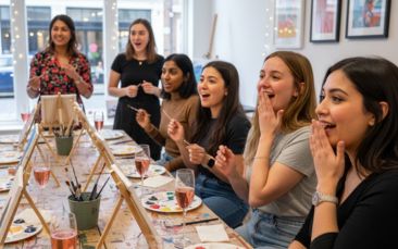 mobile sip & paint with buff butler hen party