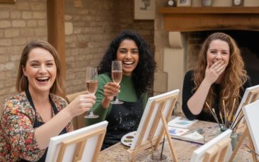 mobile sip & paint with buff butler hen party