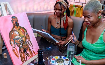 nude sip & paint party hen party
