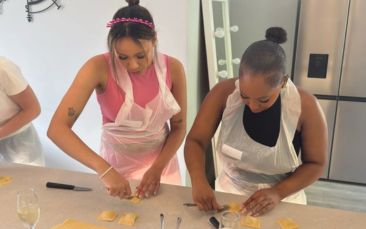 pasta making with bottomless prosecco hen party