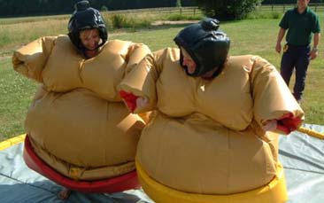 sumo wrestling and gladiator duel hen party