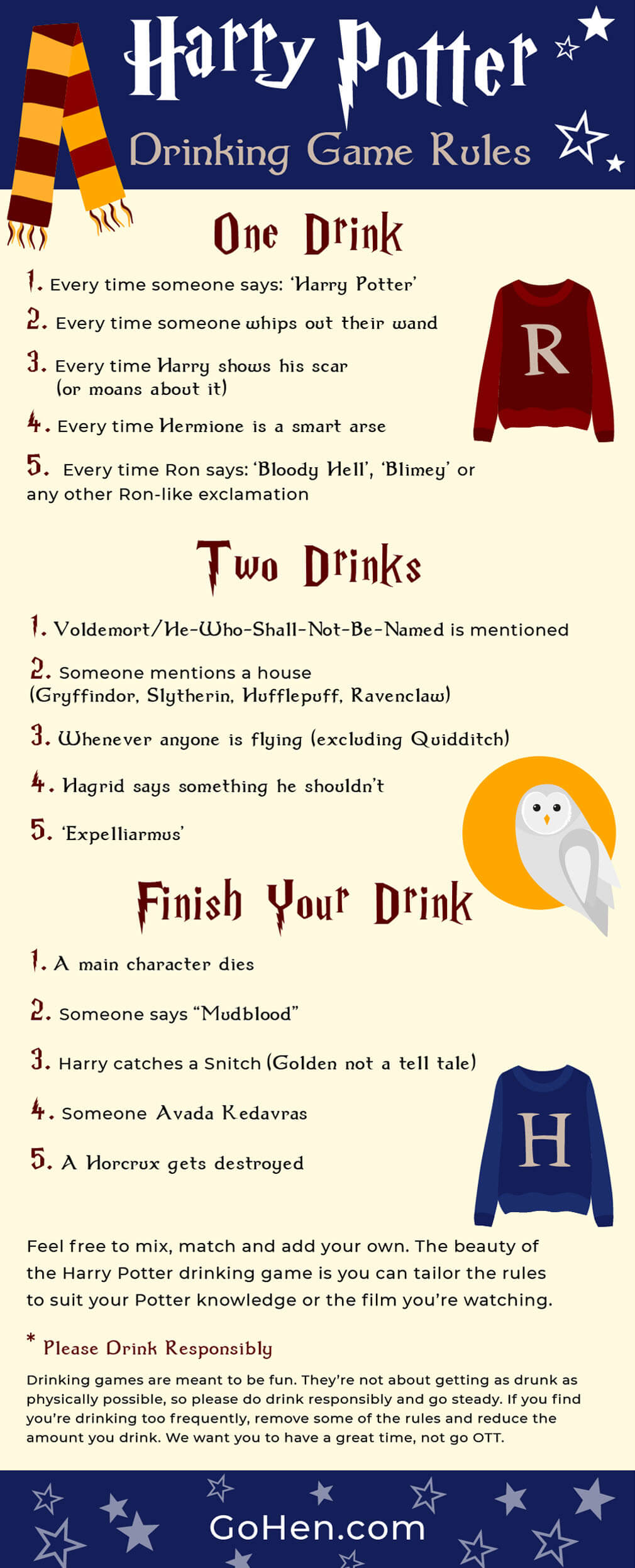 Harry Porter drinking game rules - movie drinking games