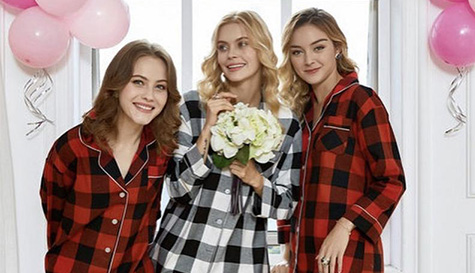 miley checkered bridesmaid pjs