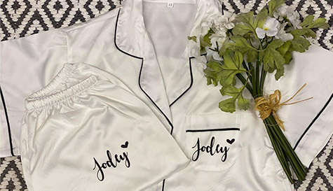 personalised satin bride pjs