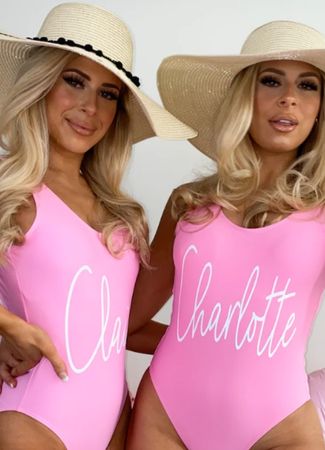 hot pink swimsuit with personalised name option