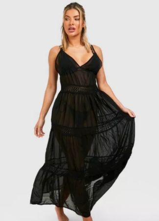 Sheer black hen do maxi dress 