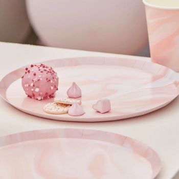 Paper Pink Marble Plate