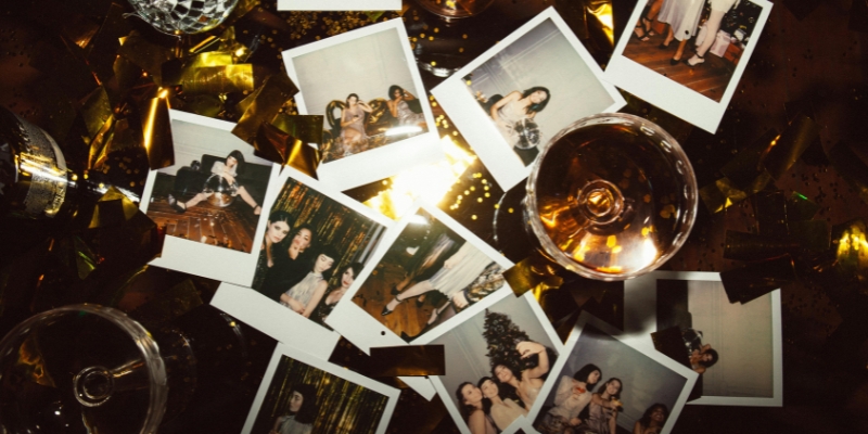 photos from a night out scattered
