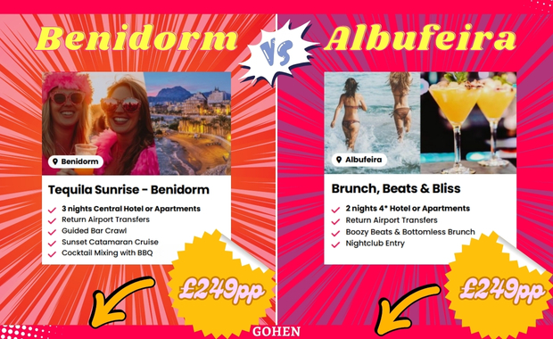 Benidorm vs Albufeira Package Compare